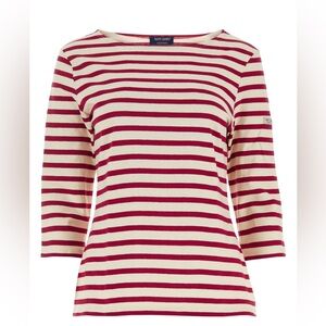 Saint James red and cream stripes bateau neck top. Classic
